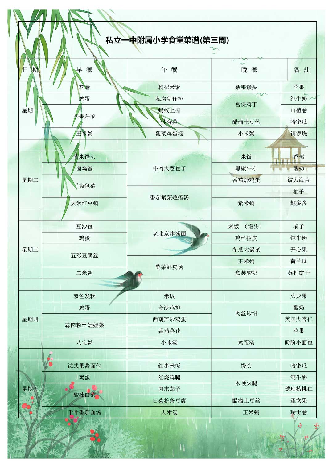 【預(yù)?美食】三餐四季 “食”光漫長(zhǎng) 專(zhuān)注營(yíng)養(yǎng)——石家莊私立一中附小預(yù)科部|每月食譜